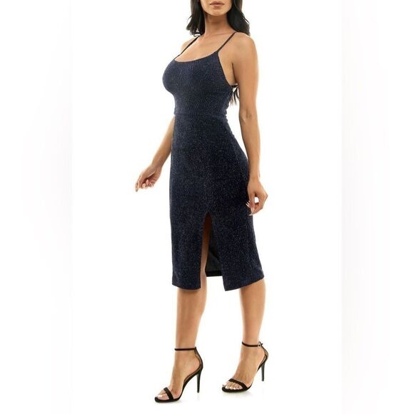 Speechless Juniors' Strappy-Back
Glitter-Knit Dress navy Jim size XL - Picture 4 of 10